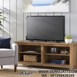 Bufet TV Jati Modern tanpa Pintu