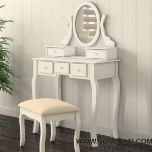 Set Meja Rias Minimalis Modern Kayu Zeke dengan Cermin