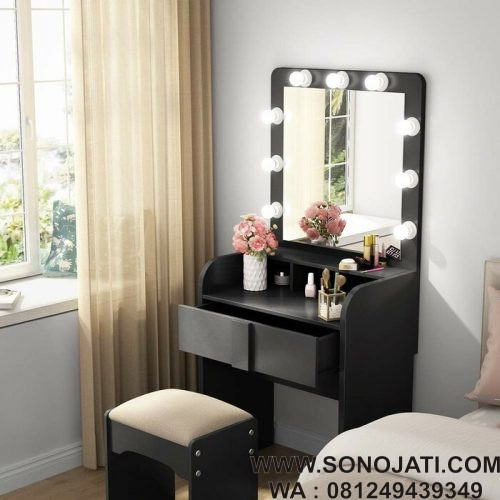 Set Meja Rias Minimalis Lampu Dark Brown Set Meja Rias Minimalis Lampu Dark Brown