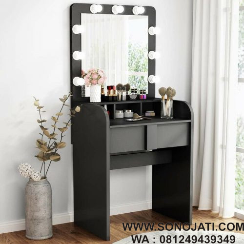 Set Meja Rias Minimalis Lampu Dark Brown Set Meja Rias Minimalis Lampu Dark Brown