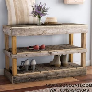 Rak Sepatu Minimalis Barnwood
