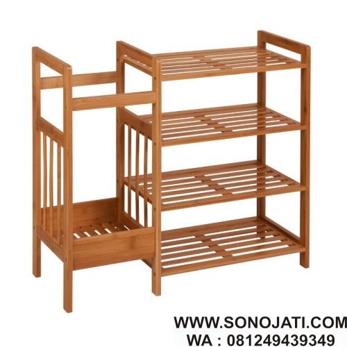 Rak Sepatu Kayu Unik Entryway 8 pair
