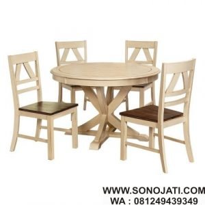 Satu Set Meja Makan Minimalis Bundar Halle