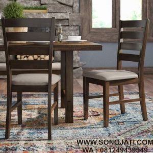 Kursi Makan Jati Minimalis Ladder Back Side