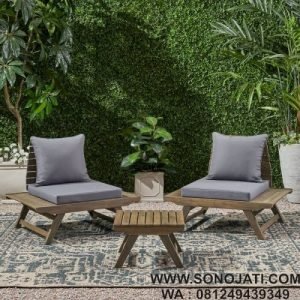 Set Kursi Teras Jati Minimalis Outdoor Bankston