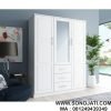 Lemari Kaca Pakaian 3 Pintu White Delfina