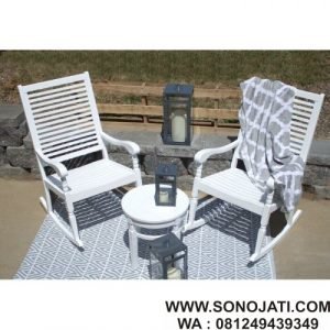 Set Kursi Teras Goyang Minimalis Linco Hardwood