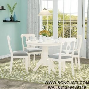 Set Model Meja Makan Minimalis White Adda