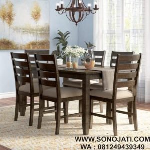 Set Model Meja Makan Kayu Jati Minimalis Chapdelaine