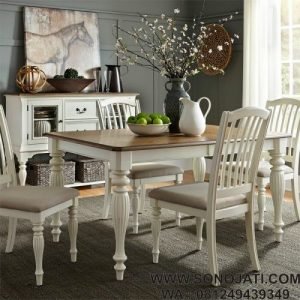 Set Model Meja Makan Jati Minimalis Cambrai