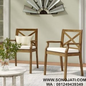 Kursi Teras Kayu Minimalis Antonia Cushion (Set 2)