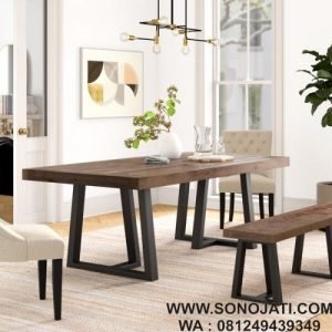 Meja Makan Kayu Solid Stephen Pine