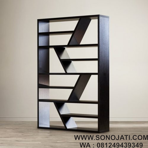 Lemari Buku Kayu Geometrik Swarey a Lemari Buku Kayu Geometrik Swarey