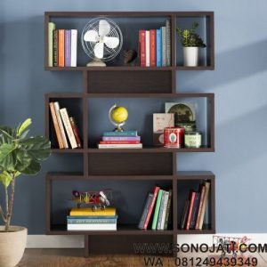 Rak Buku Kayu Minimalis Mewah Geometris Zeigler