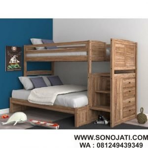 Ranjang Tingkat Kayu Orval Twin Over Full