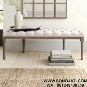 Bangku Kayu Jati Alida Tufted