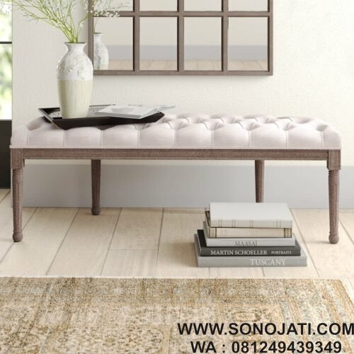 Bangku Kayu Jati Alida Tufted