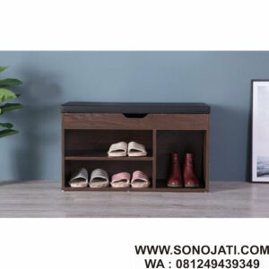 Bangku Kayu Minimalis Penyimpanan Shoe Rack Storage