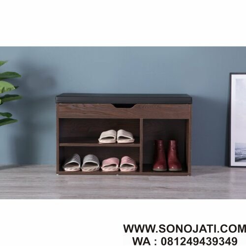 Bangku Kayu Minimalis Penyimpanan Shoe Rack Storage