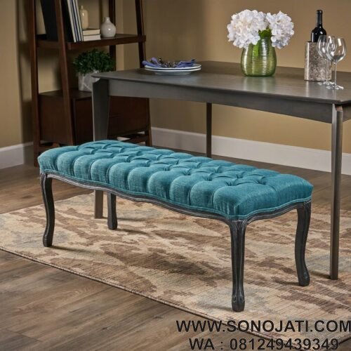 Bangku Minimalis Kayu Adalyn Tufted Diamond