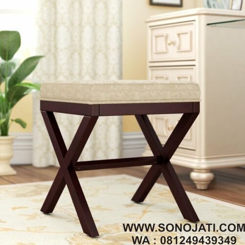 Kursi Rias Natural Milford Wood Vanity Stool