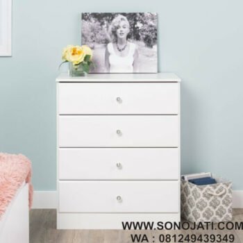 Lemari Baju Anak Minimalis Putih Doyle 4 Drawer