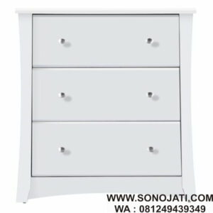 Lemari Baju Bayi Putih Crescent 3 Drawer