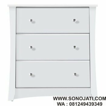 Lemari Baju Bayi Putih Crescent 3 Drawer