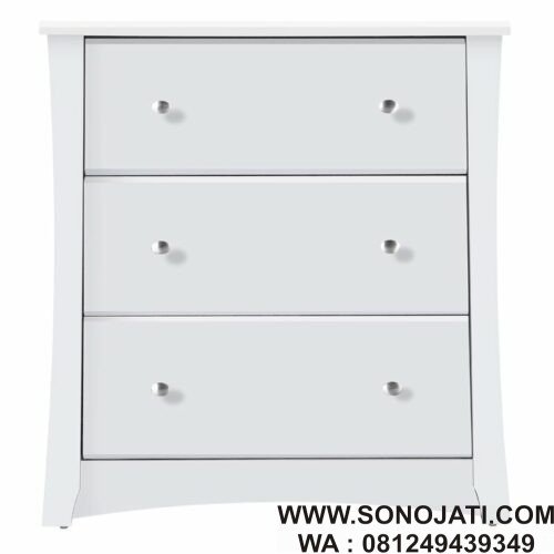 Lemari Baju Bayi Putih Crescent 3 Drawer