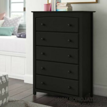 Lemari Baju Minimalis Lucu Hitam 5 Laci Kenton