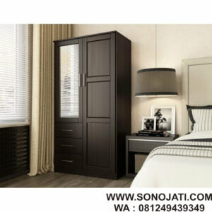 Lemari Minimalis Natural Kaca Derlyum Mirrored
