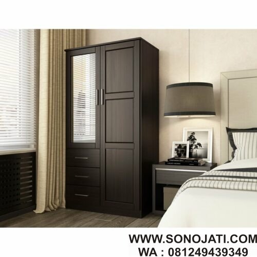 Lemari Minimalis Natural Kaca Derlyum Mirrored