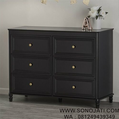 Lemari Pakaian Bayi Hitam Piper 6 Drawer