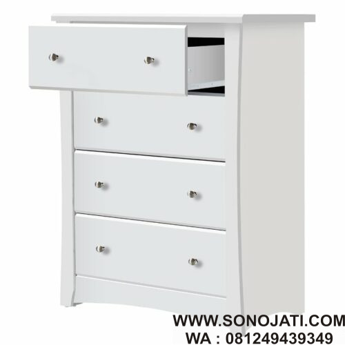 Lemari Pakaian Bayi Putih Crescent 4 Drawer Lemari Pakaian Bayi Putih Crescent 4 Drawer