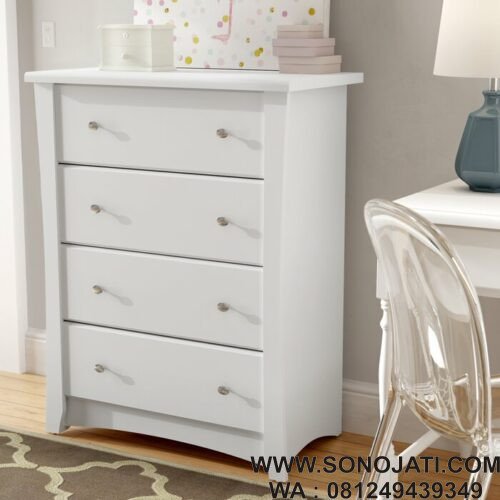 Lemari Pakaian Bayi Putih Crescent 4 Drawer
