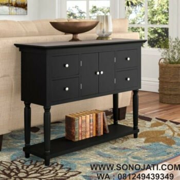Meja Console Minimalis Hitam Laci Delvalle