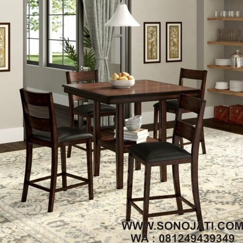 Meja Makan Set Minimalis Juno 5-Piece Counter