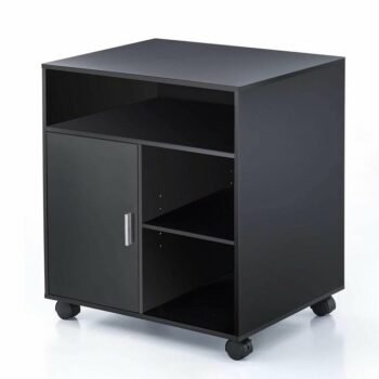 Meja Printer Hitam Stand Printer Mobile