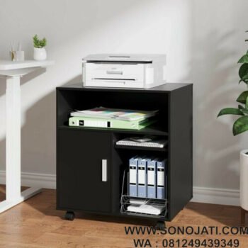 Meja Printer Hitam Stand Printer Mobile