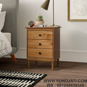 Nakas Minimalis Natural Lafever 3 Drawer Solid
