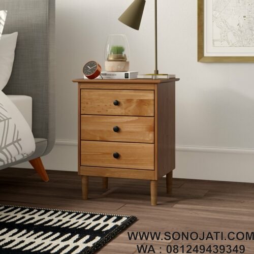 Nakas Minimalis Natural Lafever 3 Drawer Solid