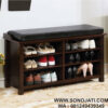 Rak Sepatu Minimalis Kayu Jati Natural Storage Bench