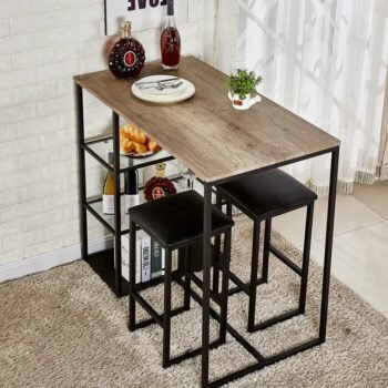 Set Meja Makan Hitam Ligon 3 Piece