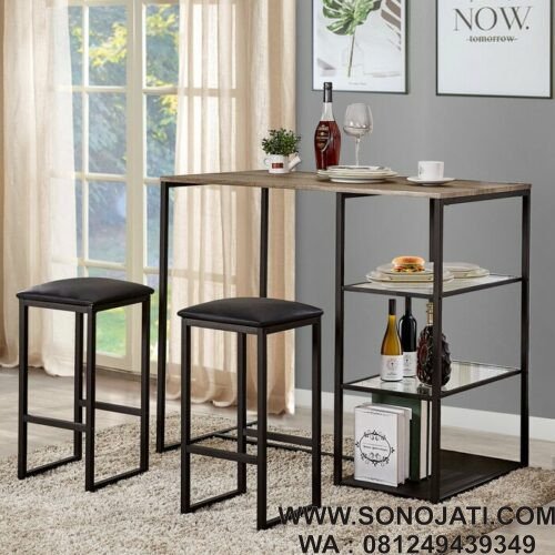 Set Meja Makan Hitam Ligon 3 Piece