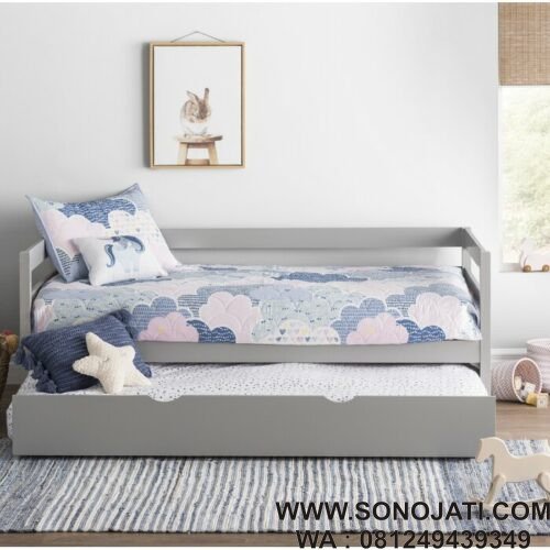 Bale Bale Kayu Minimalis Abu Abu Binne Twin Daybed