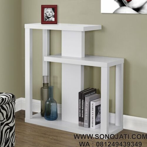 Meja Konsul Minimalis Putih Aquin Three Tiered