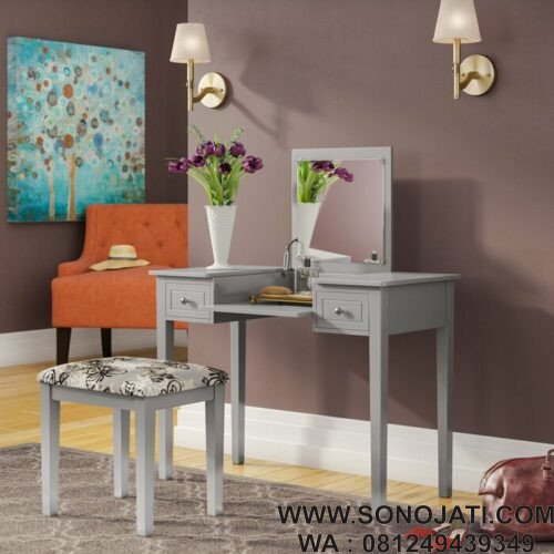 Meja Make Up Abu Abu Saw Works Vanity Set