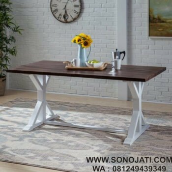 Meja Makan Kayu Solid Rumah Pedesaan Hyde