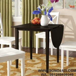 Meja Makan Lipat Kayu Solid Castellon Drop Leaf