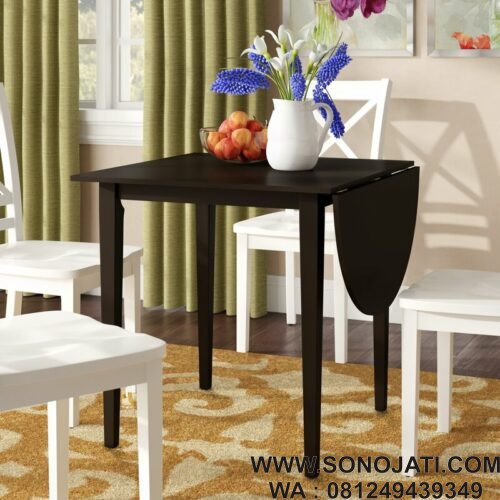 Meja Makan Lipat Kayu Solid Castellon Drop Leaf